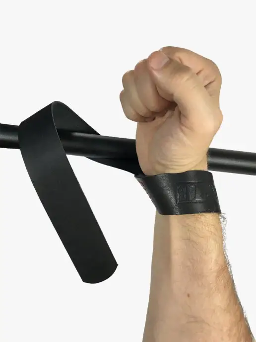 Stronglab Лямки спортивные для тяги из натуральной кожи, черный, фото 3
