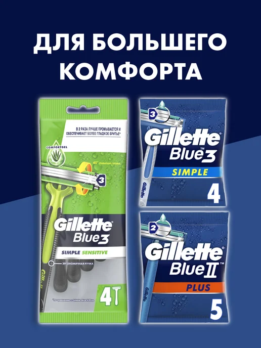 GILLETTE Станки мужские одноразовые для бритья, набор 10 шт, 10 шт, фото 3