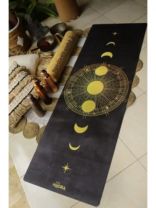NiiDRA Спортивный коврик для йоги и фитнеса, модель - Гелиос, 3 мм, черный, фото 3