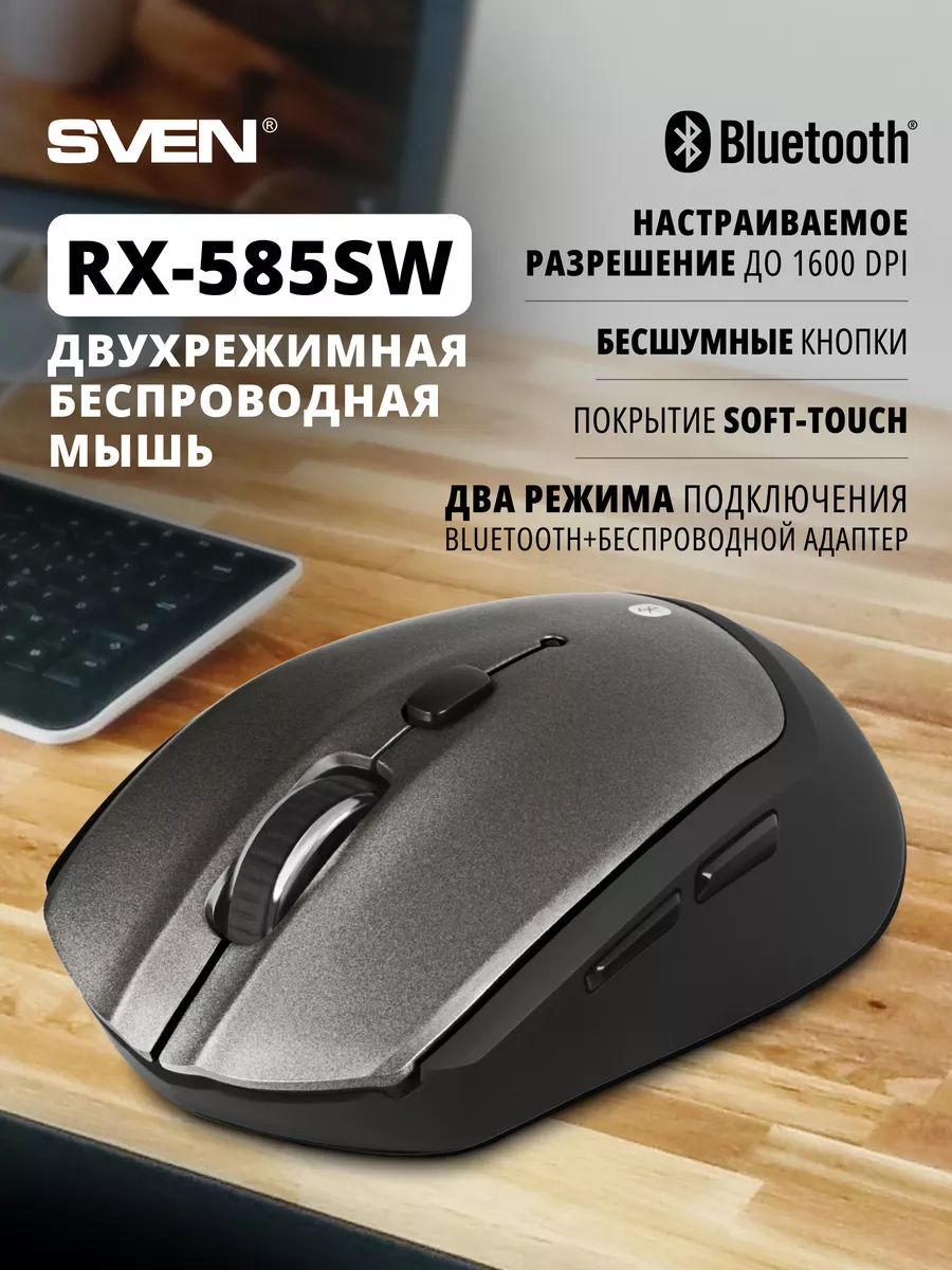 Мышь беспроводная компьютерная, мышка для ПК RX-585SW Sven 47664903 купить  в интернет-магазине Wildberries