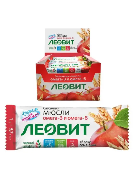 ЛЕОВИТ Батончик мюсли с яблоком и семенем льна, вариант
