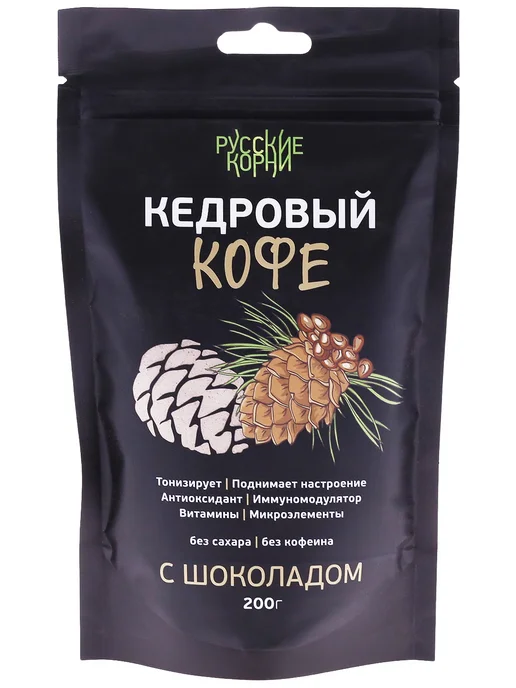 Русские корни Растворимый кофе Кедровый без кофеина с шоколадом 3 шт, 200 г, фото 7