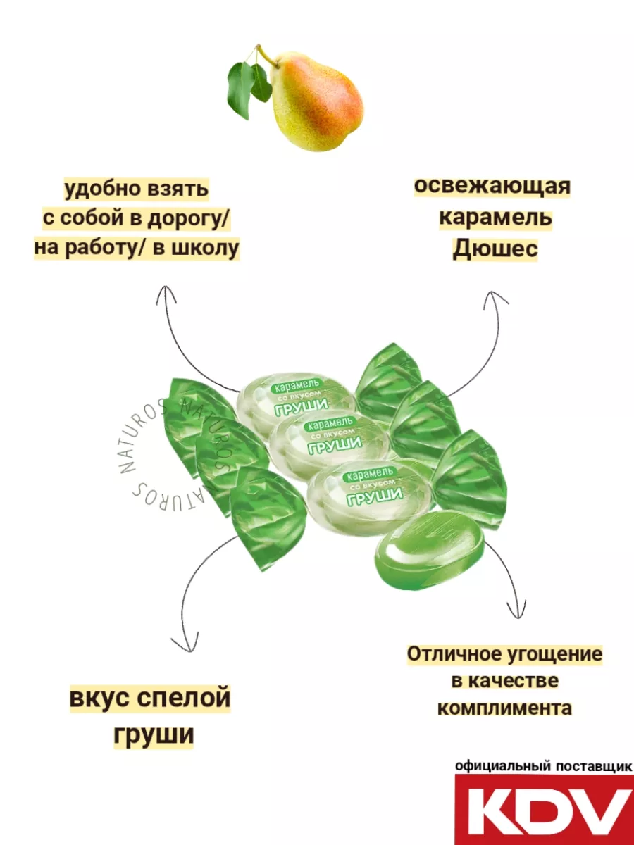 Карамель леденцовая Дюшес груша 500 г KDV 47848754 купить в  интернет-магазине Wildberries