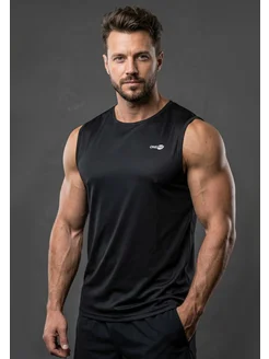Майка спортивная OneFit. Цвет черный. Вид 4.