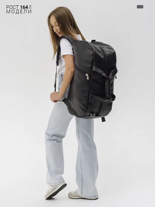 Unibag Сумка спортивная мужская экокожа трансформер, черный, фото 3