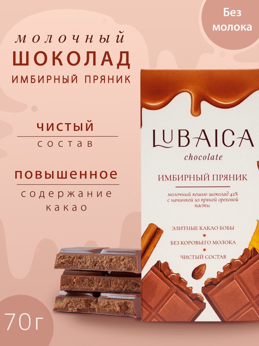 Молочный шоколад с ореховой начинкой Lubaica 70г lubaica chocolate 48063625  купить за 339 ₽ в интернет-магазине Wildberries