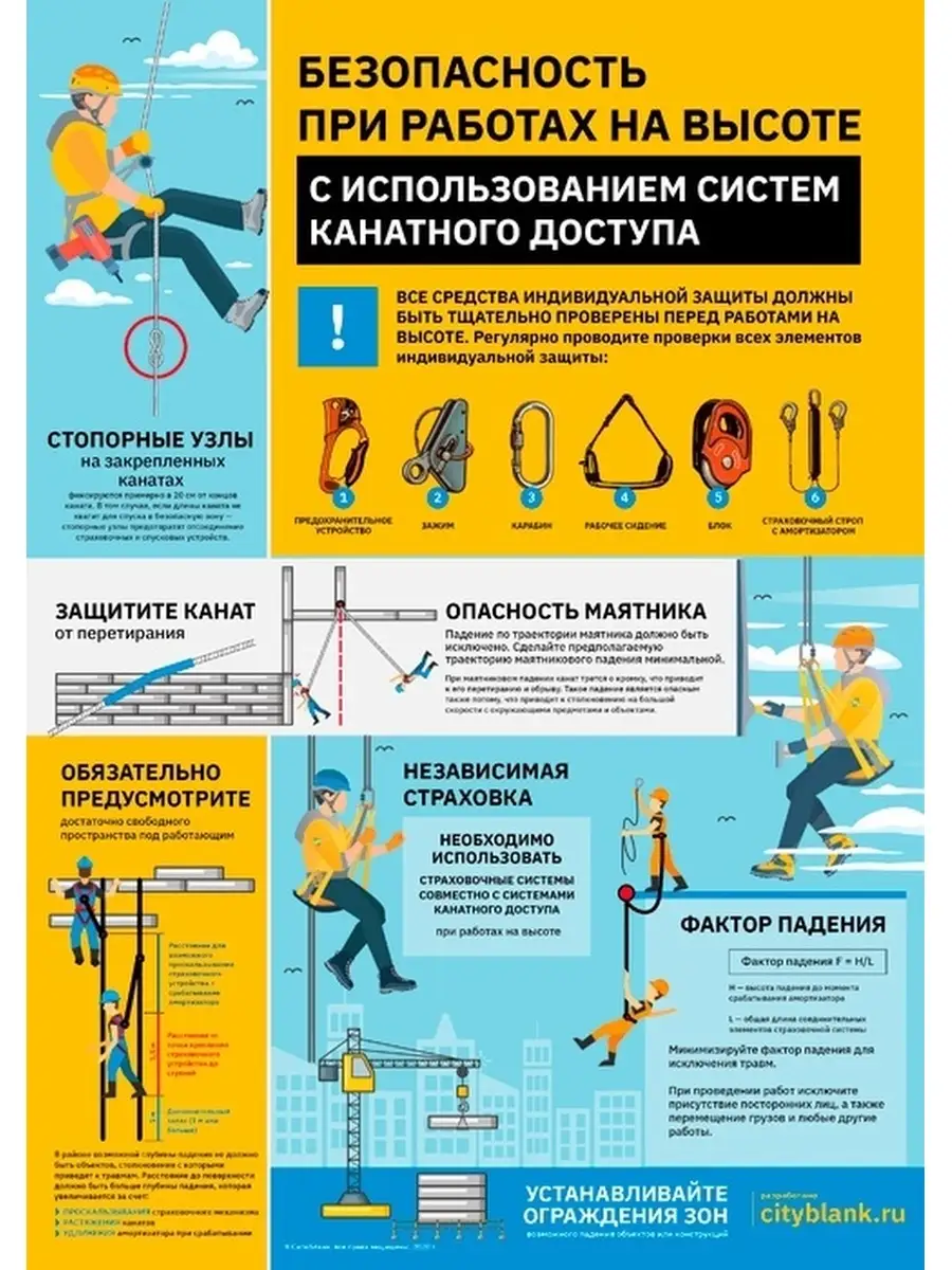 Плакат Безопасность при работах на высоте с использованием с Сити Бланк  48080074 купить за 2 039 ₽ в интернет-магазине Wildberries