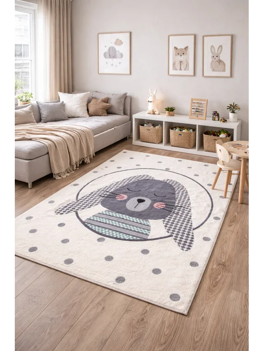 MaisaraHome Ковер в детскую. С мягким ворсом.100х160см, белый