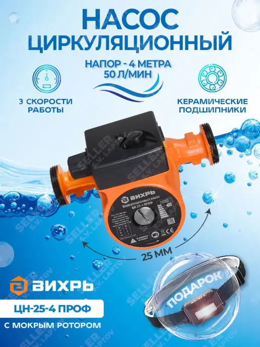 ВИХРЬ Циркуляционный насос для отопления ЦН-25-4 ПРОФ, для отопления