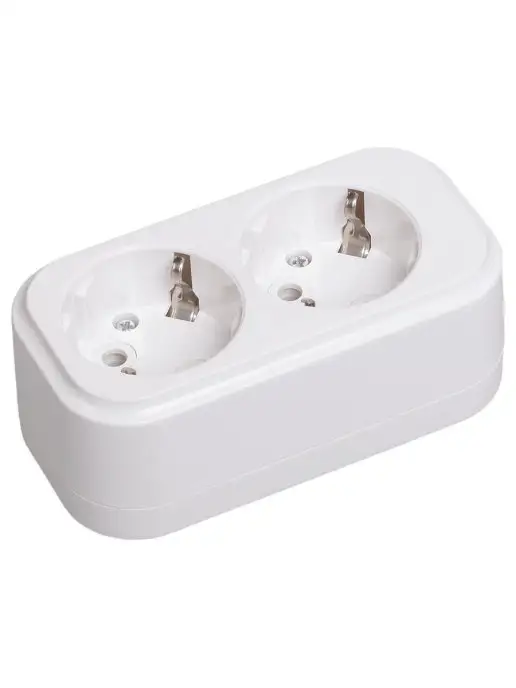 Iek Колодка Classic К02 двухместная с заземлением IP20 белая, белый