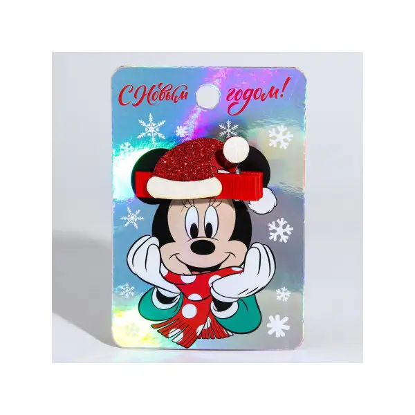 Заколка для волос новогодняя Колпачок Микки Маус Дисней