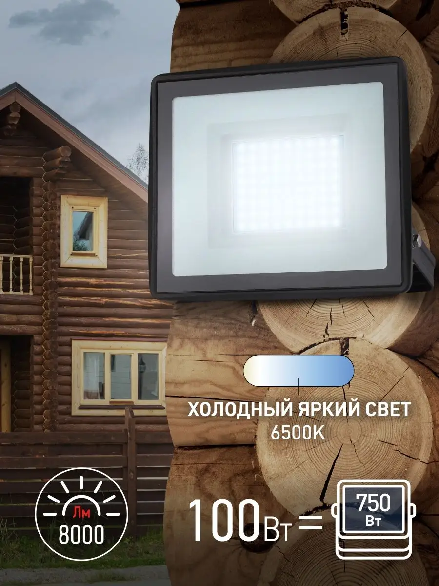 Прожектор светодиодный уличный 100Вт 6500К IP65 Эра 48373536 купить за 1  043 ₽ в интернет-магазине Wildberries