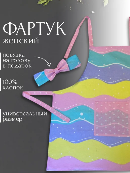 Маска2018 Фартук кухонный с повязкой для взрослых, фиолетовый