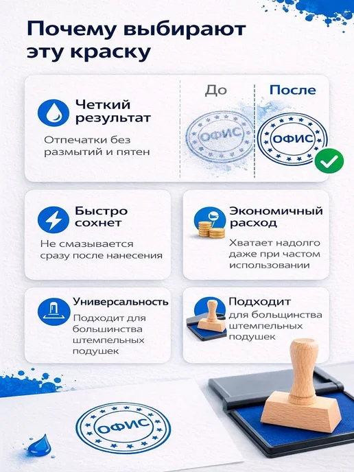 OfficeSpace Краска штемпельная синяя для печати, синий, фото 3