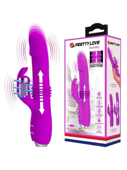 Baile Pretty Love Вибратор Dorothy с поступательными движениями - 19,7 см, фиолетовый