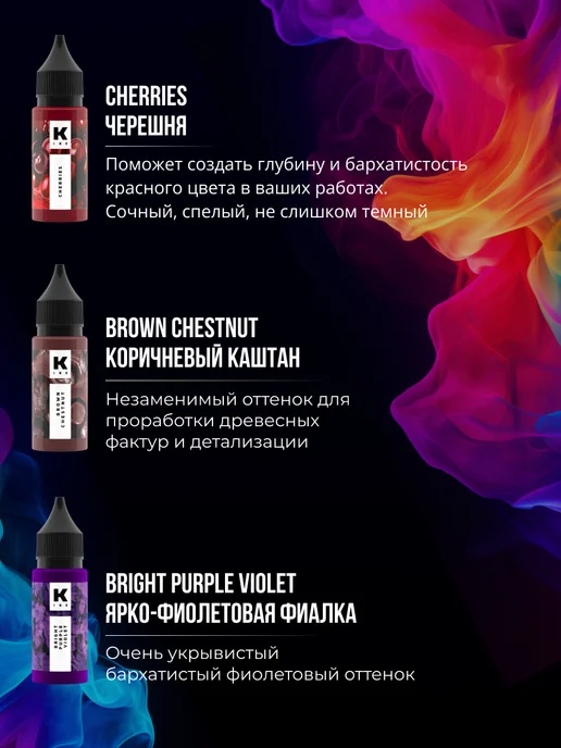 Краска tattoo ink Краска для тату Сет "Летний " 12 штук. по 15 мл, 15 мл, фото 4