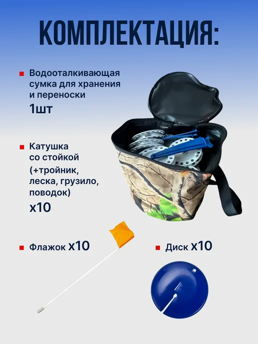 Рыбалка с Палычем Жерлицы зимние оснащенные для рыбалки набор, зимней в сумке, фото 2