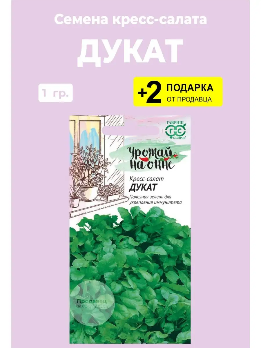 Семена кресс-салат Дукат, 1 гр + 2 Подарка