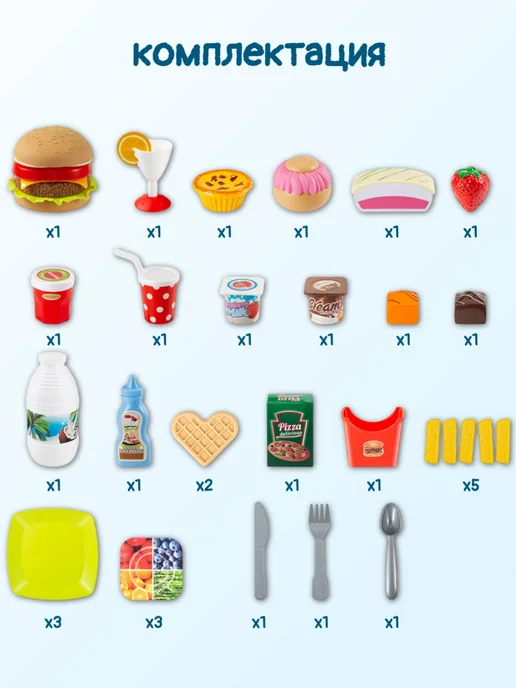 Джик-Турбо Игрушечные продукты набор для кухни, 32 шт, фото 5