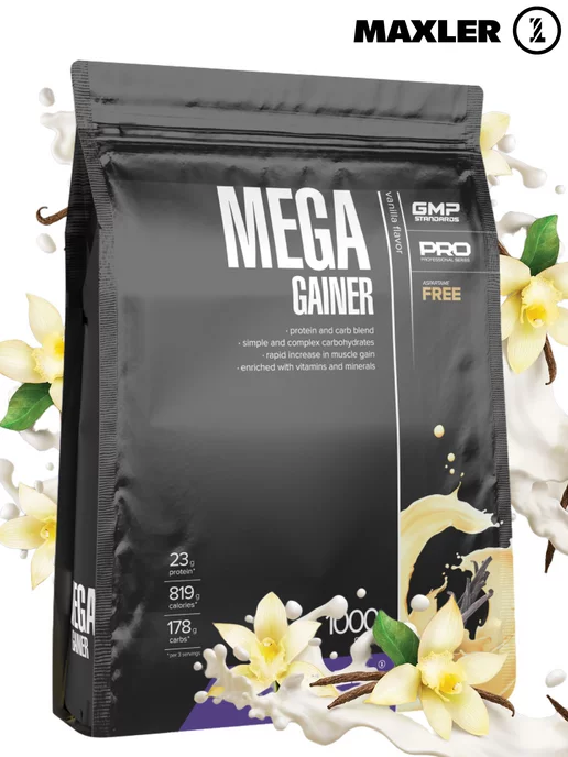 MAXLER Mega Gainer макслер гейнер для набора массы спортпит 1кг, 1 кг
