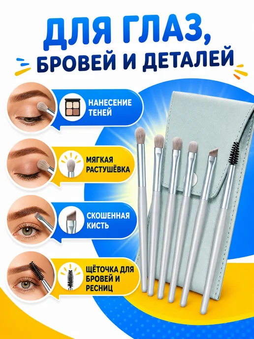 Кисти для макияжа. Набор кистей для макияжа 8 шт голубые, 8 шт, фото 5