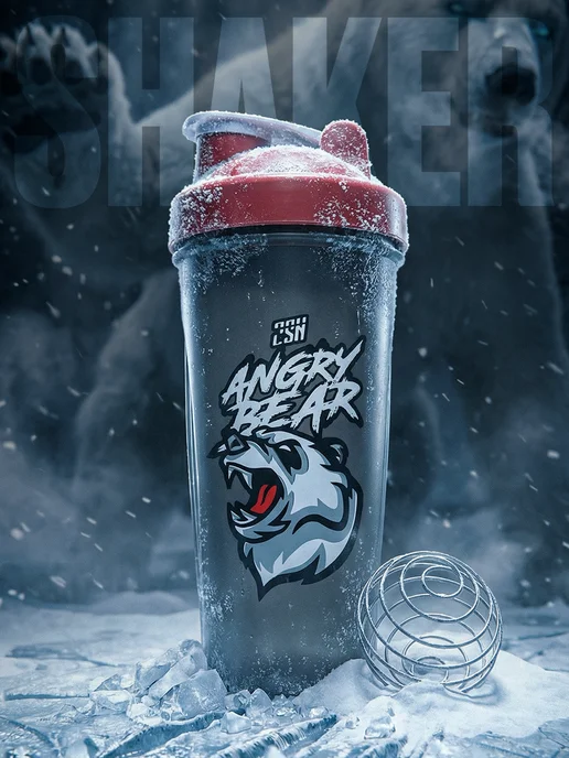 2SN Angry Bear, шейкер спортивный для протеина, для воды 600 мл, 600 мл