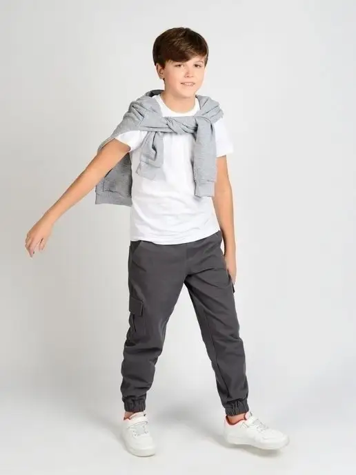 Zuban Brand Kids Джинсы брюки-карго, серый, фото 8