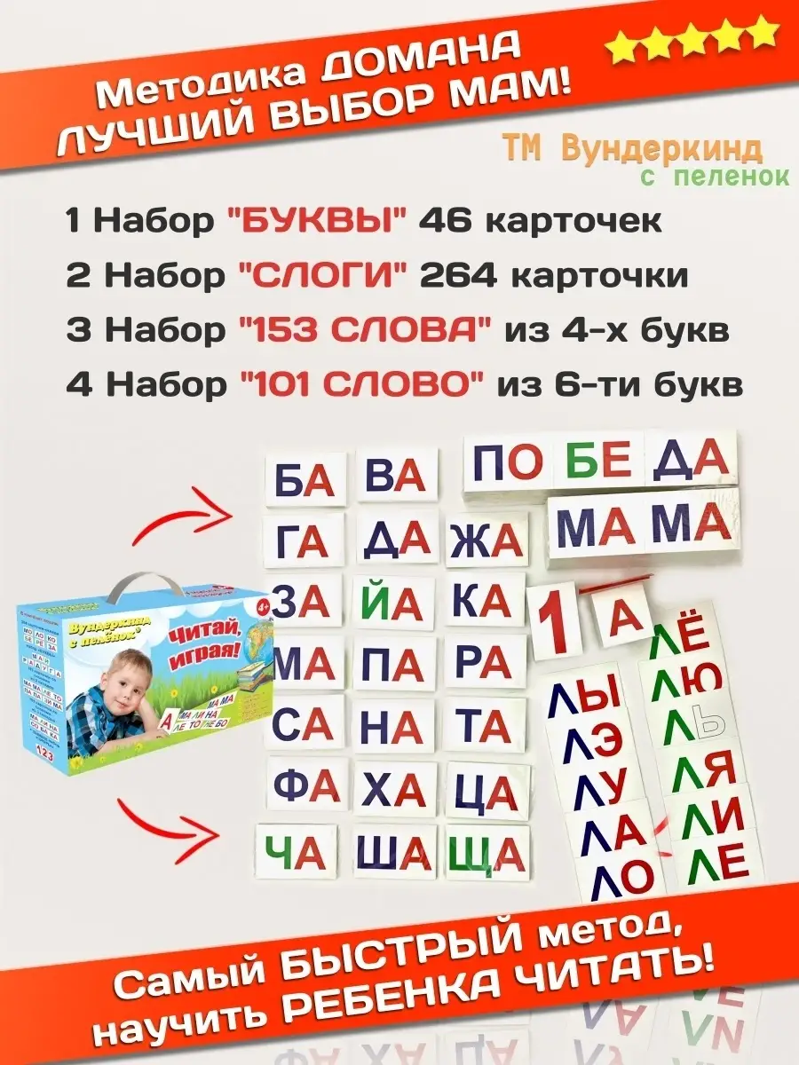 набор Читай играя слоги буквы слова Обучение чтению Вундеркинд с пеленок  48570243 купить в интернет-магазине Wildberries