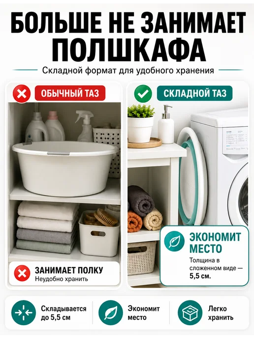 SABURG Таз 10 л складной хозяйственный, 10 л, фото 8