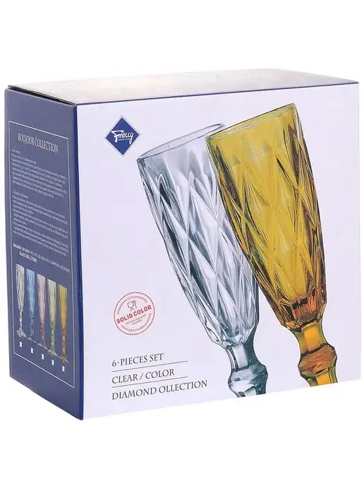 Бокалы для шампанского из стекла подарочный набор 6 шт - фото 4