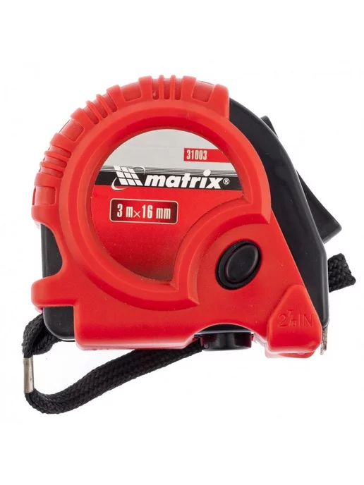 MATRIX, Рулетка Rubber,3 м х 16 мм,обрезиненный корпус MATRIX 31003, 3 м