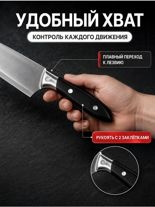 DYD. Набор ножей кухонных на магните 7, черный, фото 4