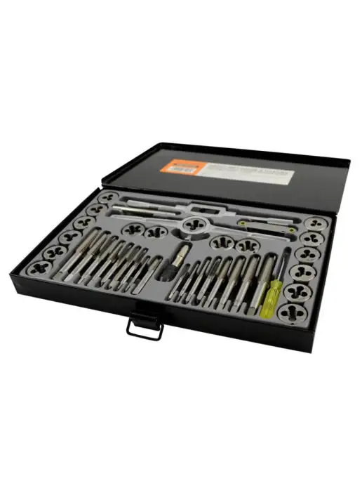 WIEDERKRAFT Набор метчиков и плашек 4NC40-1 2NF20 дюймовая резьба, черный, фото 6