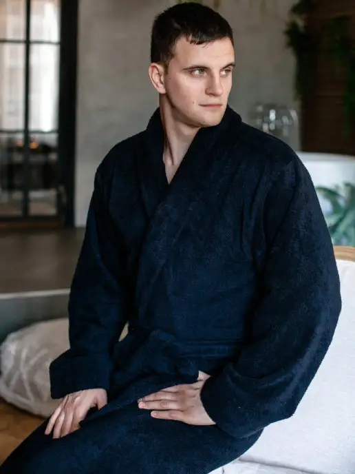 SENIY House of cotton Махровый халат, синий, фото 7