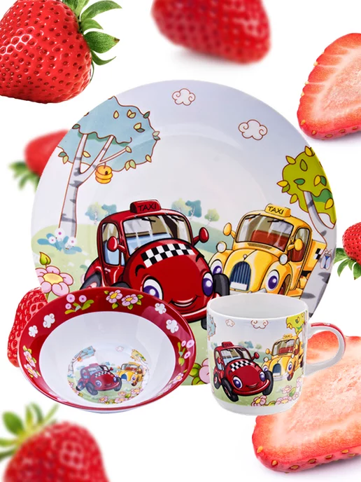 Набор детской посуды фарфор 3 предмета - фото 9