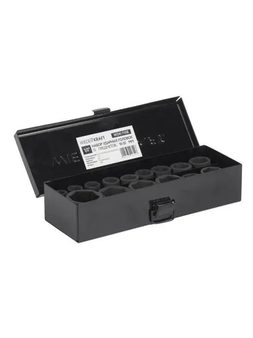 WIEDERKRAFT Набор головок ударных 1 2" 10-27 мм, 11 шт, 1 2 15 предметов, фото 7