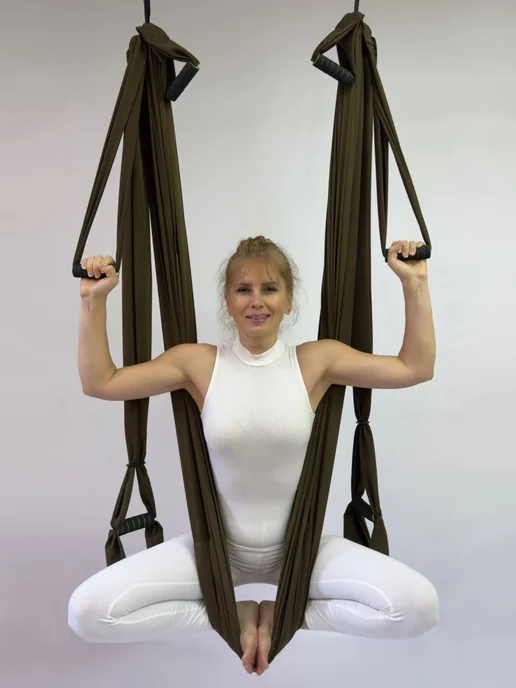 YoGuru Гамак для йоги с мягкими вставками, зеленый, фото 2