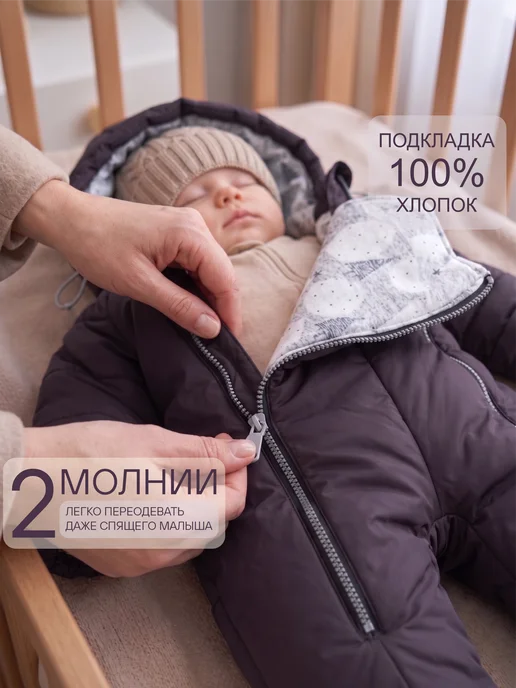 Сонный гномик Комбинезон для новорожденных зимний, фиолетовый, фото 6