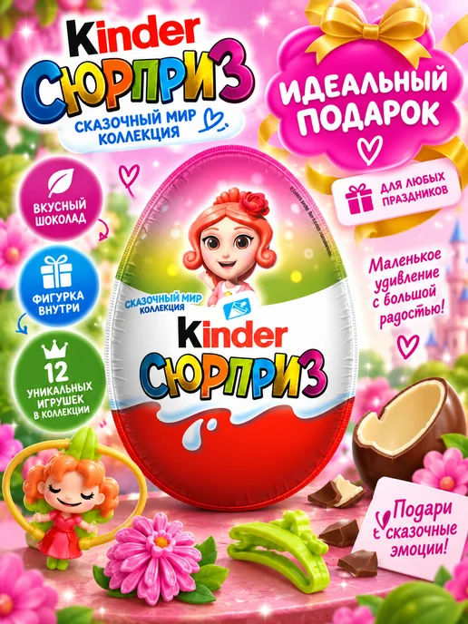Kinder Шоколадные яйца Киндер Сюрприз Феи 36 штук, 36 шт, фото 3