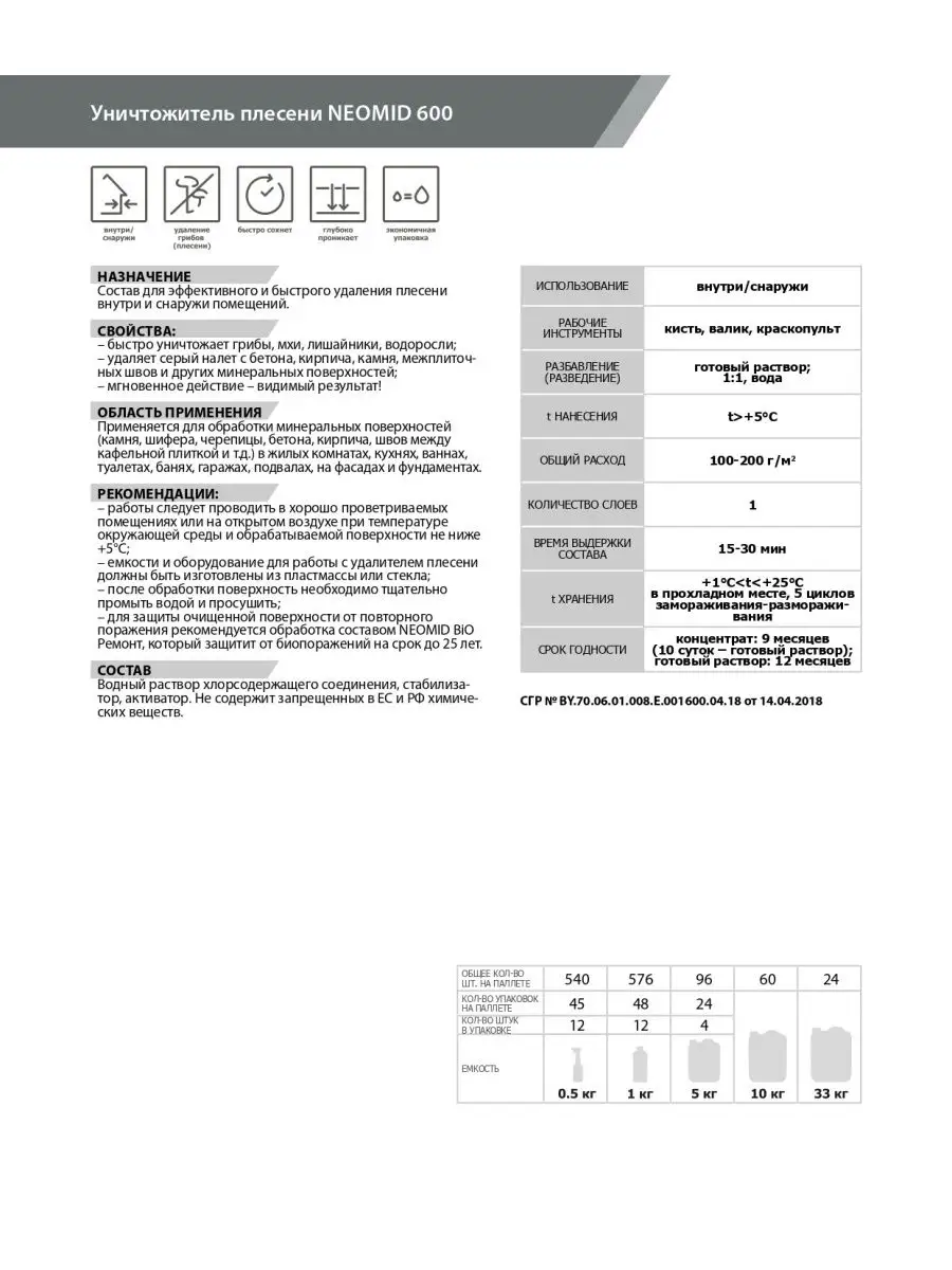 Уничтожитель плесени 600 (0,5 л) Neomid 48956331 купить за 428 ₽ в  интернет-магазине Wildberries