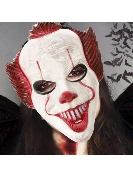 Halloween party маска клоуна Пеннивайза из фильма ОНО, черный, фото 4