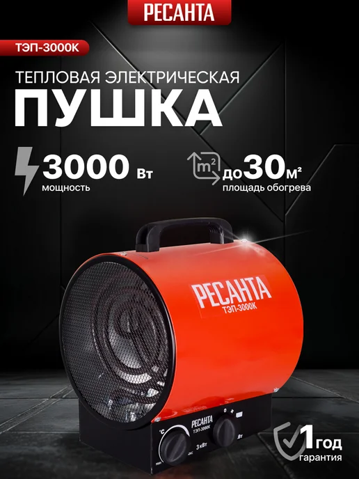 РЕСАНТА Пушка тепловая электрическая для дома ТЭП-3000К, вариант