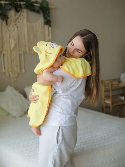 VERTA baby Полотенце детское с капюшоном для новорождённого, желтый, фото 2