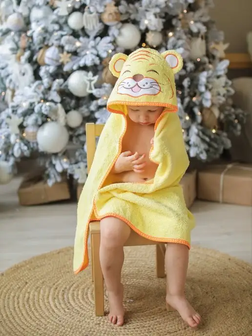 VERTA baby Полотенце детское с капюшоном для новорождённого, желтый, фото 3
