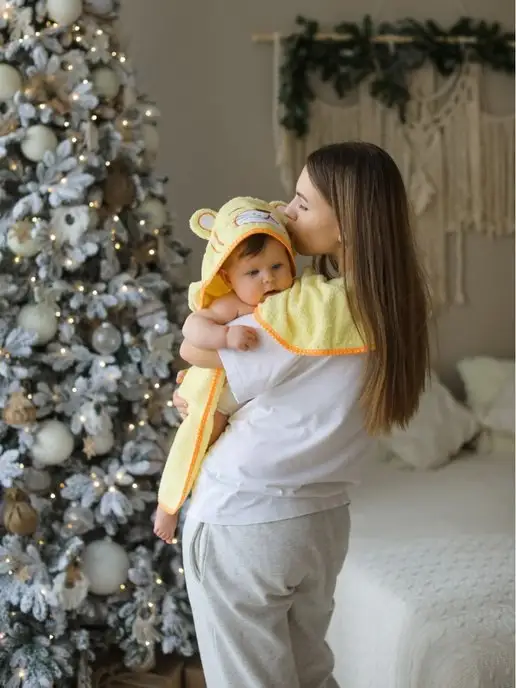VERTA baby Полотенце детское с капюшоном для новорождённого, желтый, фото 4