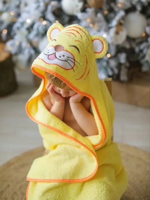 VERTA baby Полотенце детское с капюшоном для новорождённого, желтый, фото 5