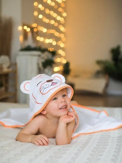 VERTA baby Полотенце детское с капюшоном для новорождённого, белый, фото 2