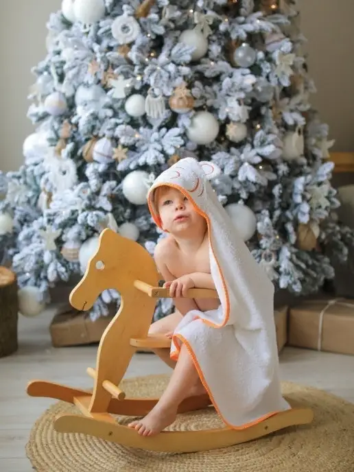 VERTA baby Полотенце детское с капюшоном для новорождённого, белый, фото 3