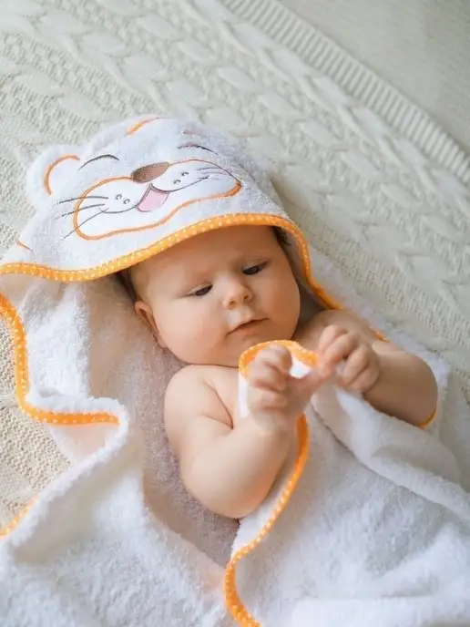 VERTA baby Полотенце детское с капюшоном для новорождённого, белый, фото 5