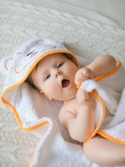 VERTA baby Полотенце детское с капюшоном для новорождённого, белый, фото 7